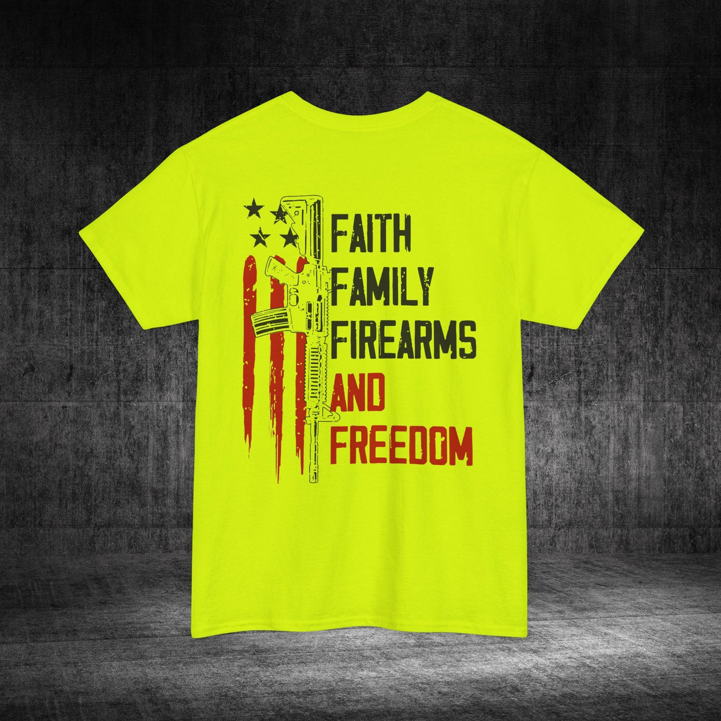 Faith, Family, Firearms, And Freedom Heavy Cotton Tee