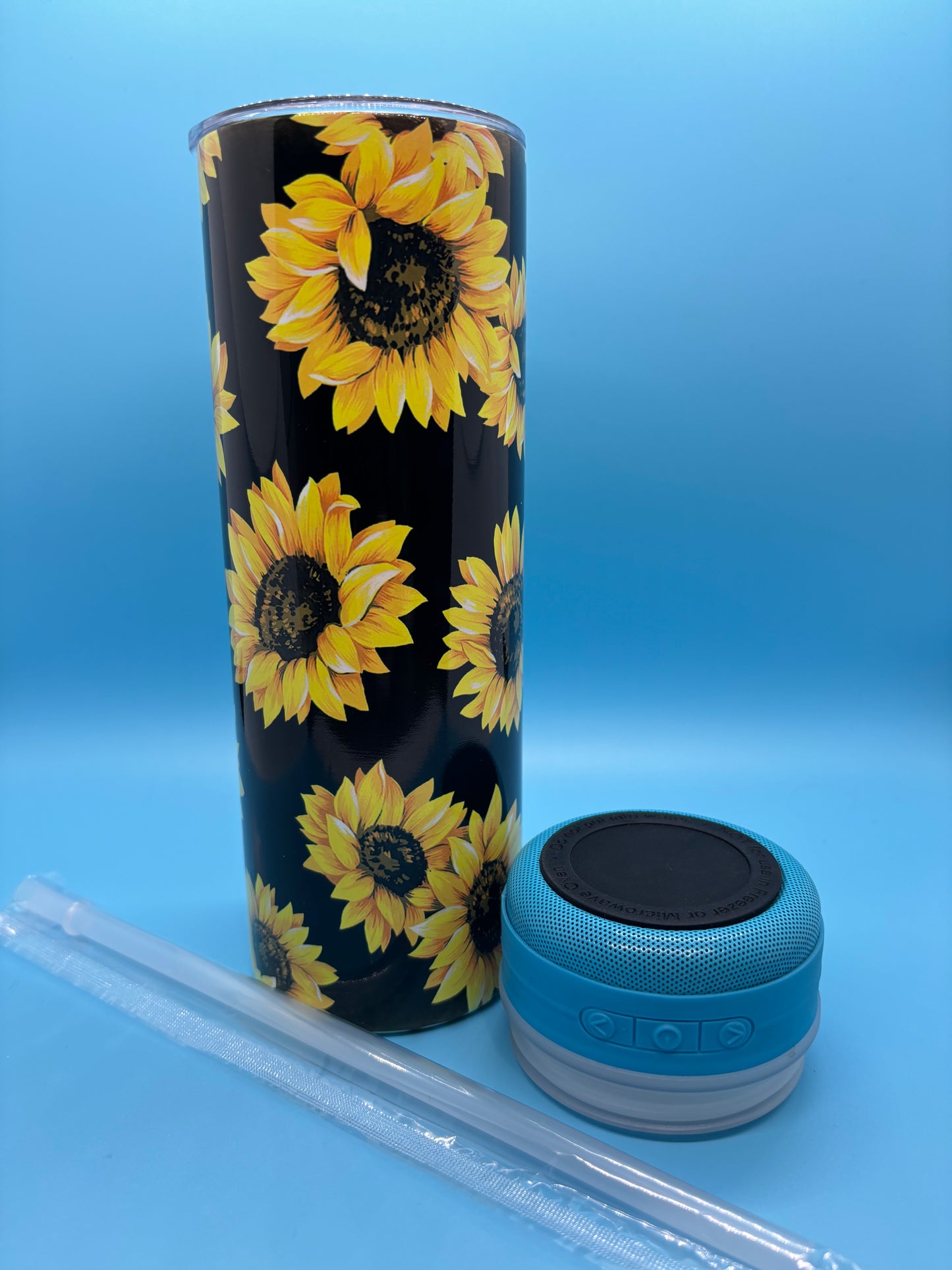 Sunflower 20-Ounce Skinny Stainless Steel Bluetooth Tumbler
