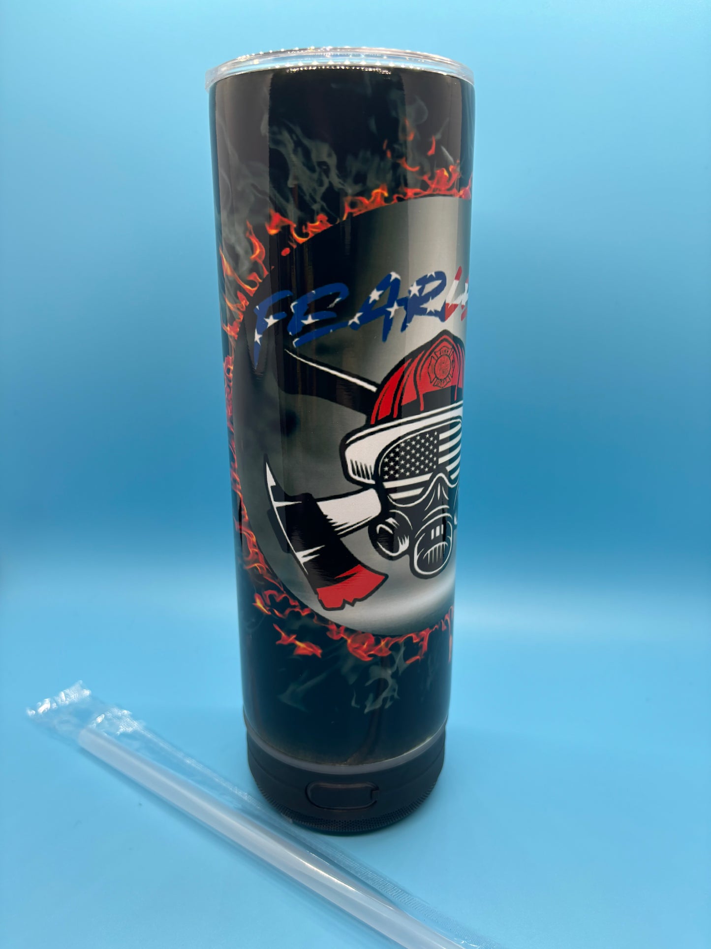 Fearless Firefighter 20-Ounce Skinny Stainless Steel Bluetooth Tumbler