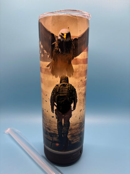 American Soldier 20-Ounce Skinny Stainless Steel Bluetooth Tumbler
