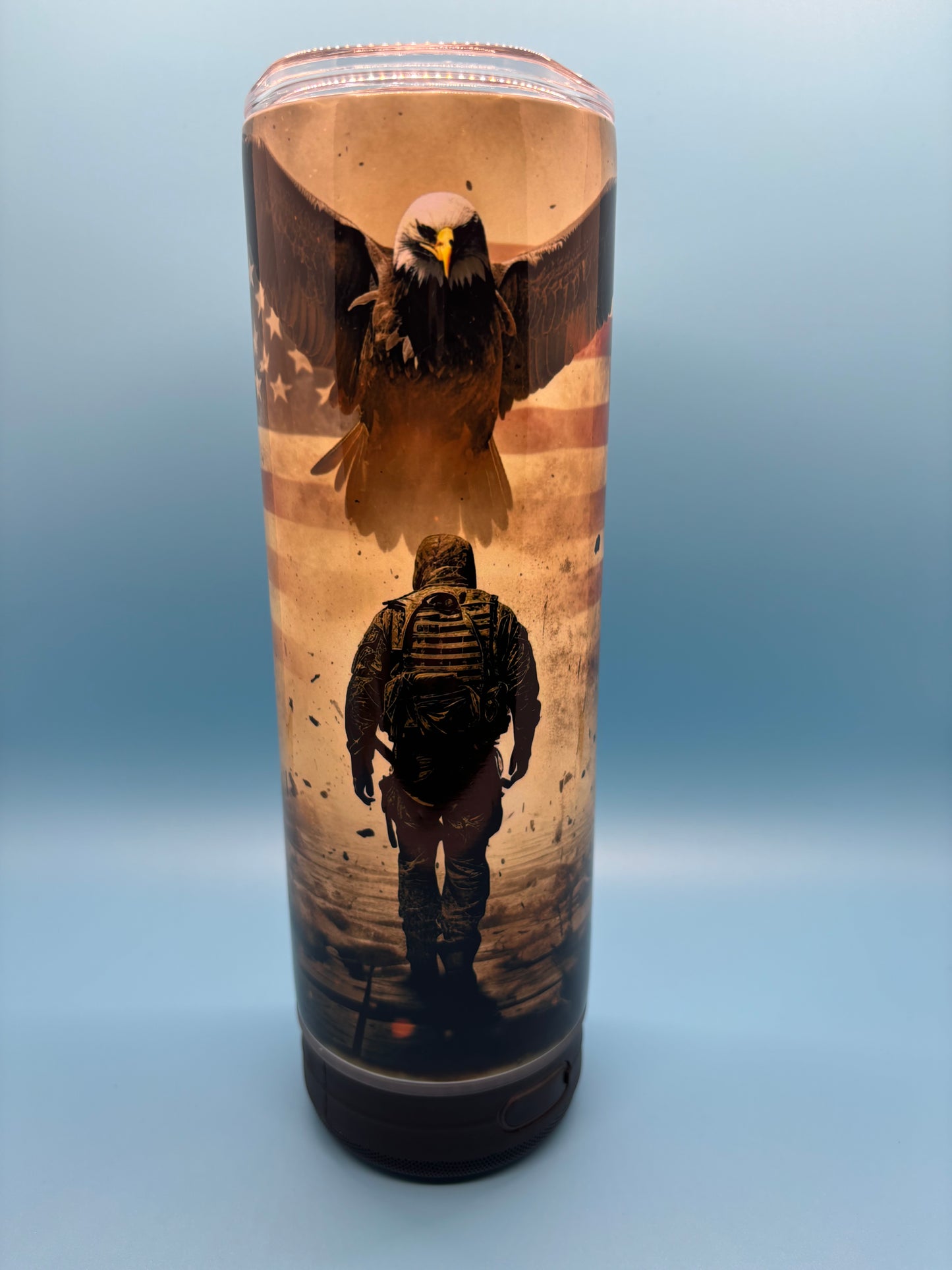 American Soldier 20-Ounce Skinny Stainless Steel Bluetooth Tumbler