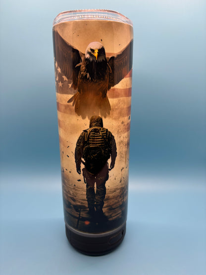 American Soldier 20-Ounce Skinny Stainless Steel Bluetooth Tumbler