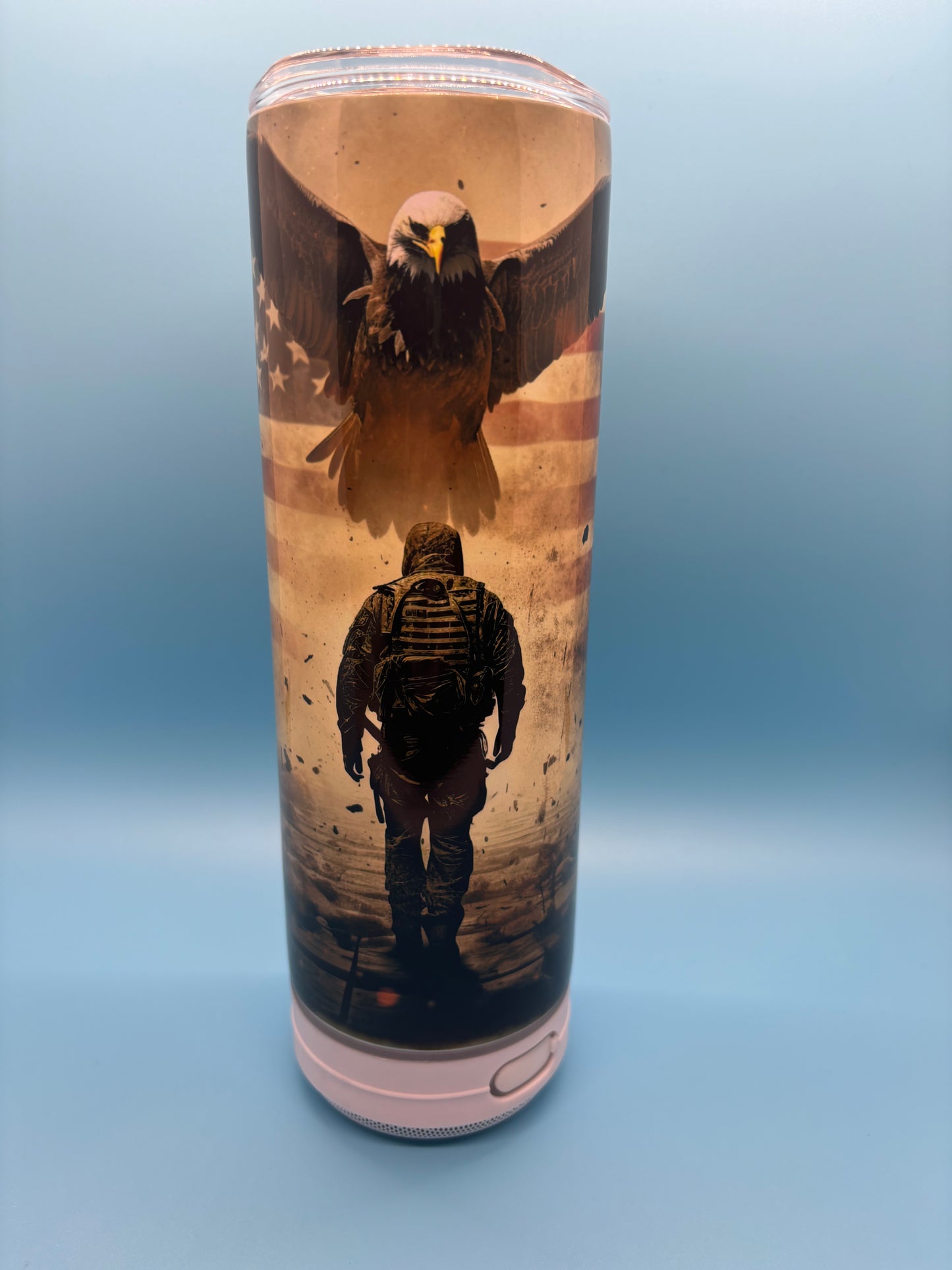 American Soldier 20-Ounce Skinny Stainless Steel Bluetooth Tumbler