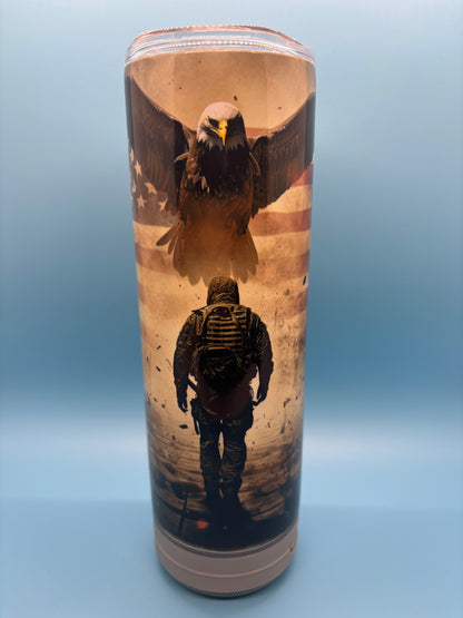 American Soldier 20-Ounce Skinny Stainless Steel Bluetooth Tumbler