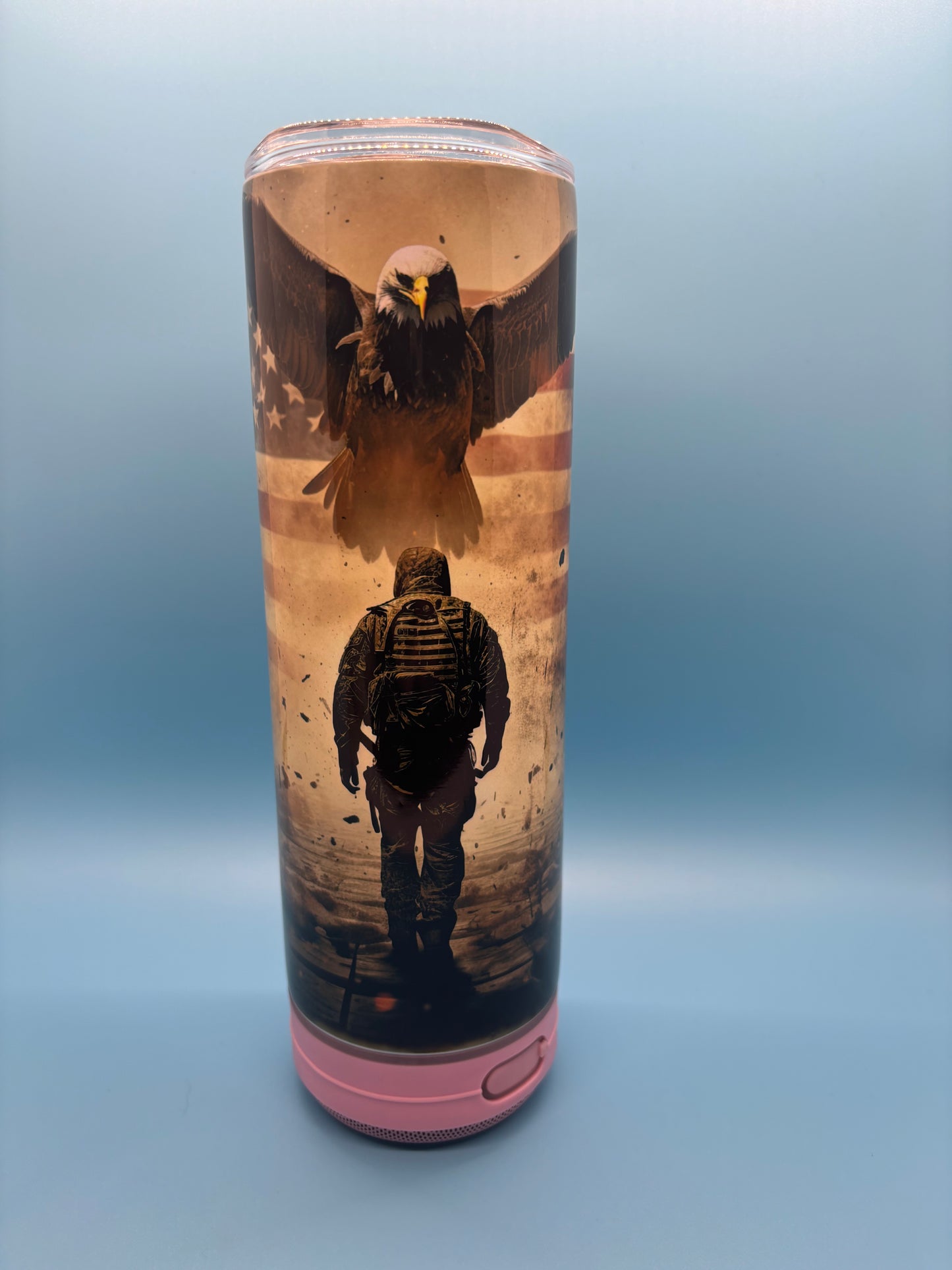 American Soldier 20-Ounce Skinny Stainless Steel Bluetooth Tumbler