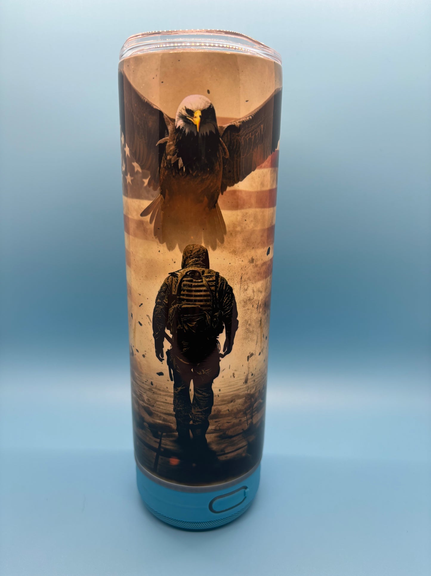 American Soldier 20-Ounce Skinny Stainless Steel Bluetooth Tumbler