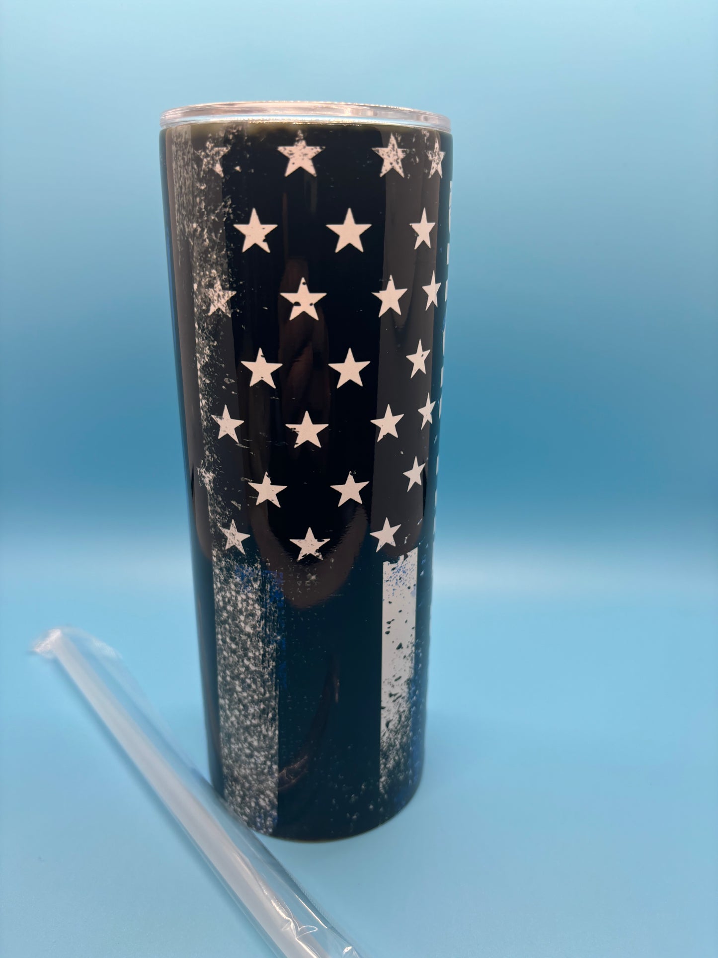 Back The Blue 20-Ounce Skinny Stainless Steel Tumbler