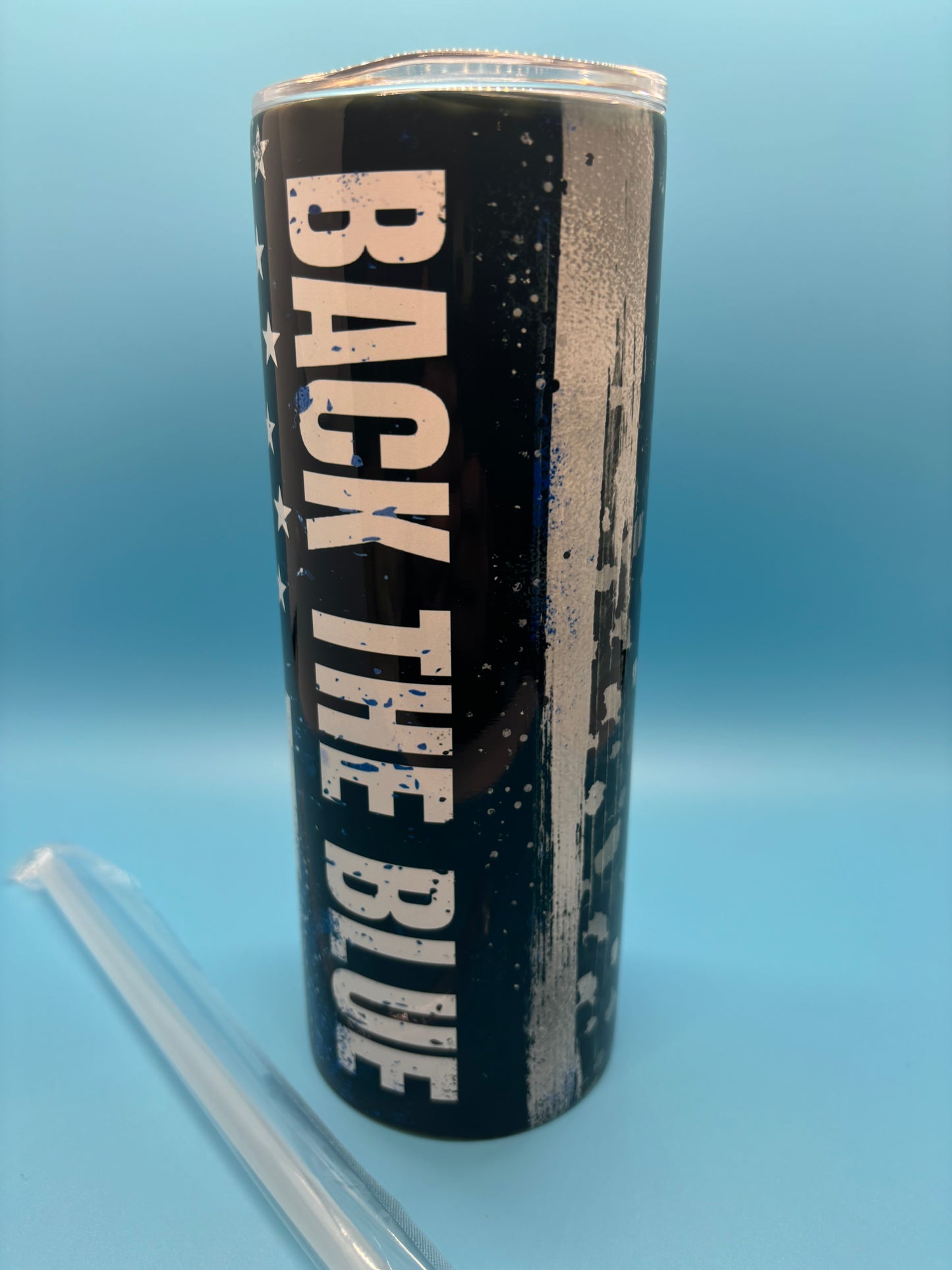 Back The Blue 20-Ounce Skinny Stainless Steel Tumbler