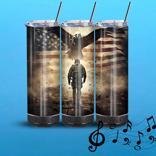 American Soldier 20-Ounce Skinny Stainless Steel Bluetooth Tumbler