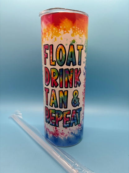 Float, Drink, Tan & Repeat 20-Ounce Skinny Stainless Steel Tumbler