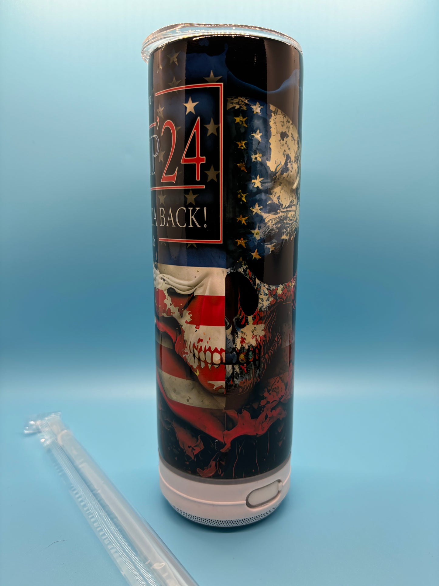 Trump 2024 20-Ounce Skinny Stainless Steel Bluetooth Tumbler